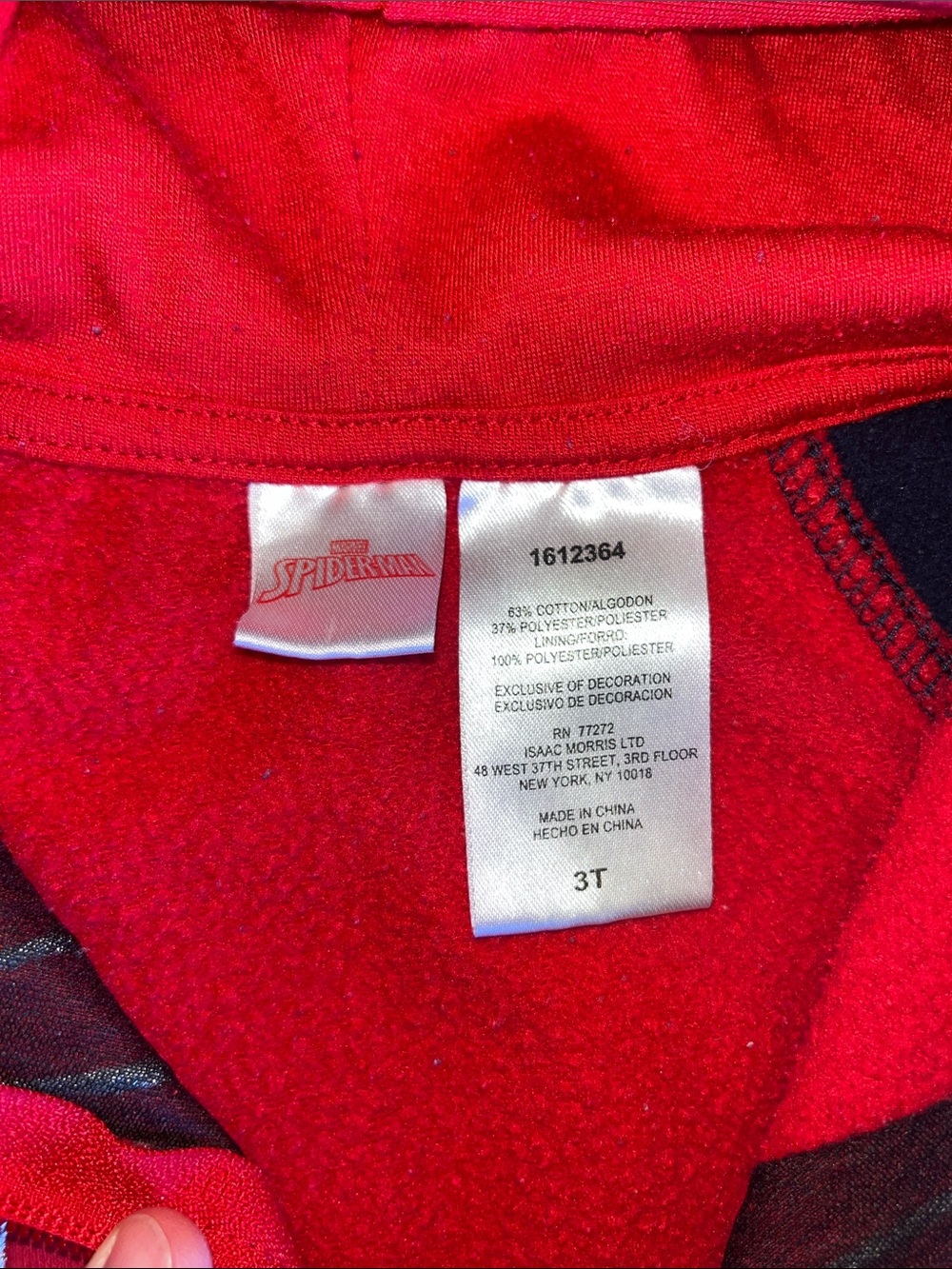 Spiderman Red and Navy Hooded Zip-Up Sweatshirt - Picture 2 of 8
